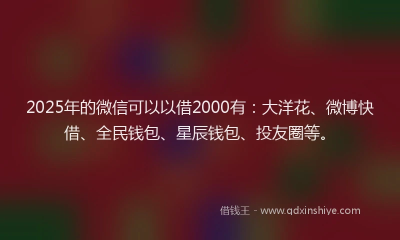 2025年的微信可以以借2000有：大洋花、微博快借、全民钱包、星辰钱包、投友圈等。