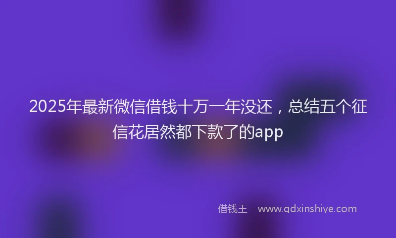 2025年最新微信借钱十万一年没还，总结五个征信花居然都下款了的app