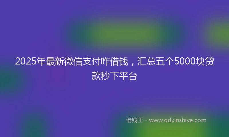 2025年最新微信支付咋借钱，汇总五个5000块贷款秒下平台