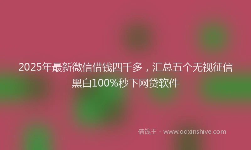 2025年最新微信借钱四千多，汇总五个无视征信黑白100%秒下网贷软件