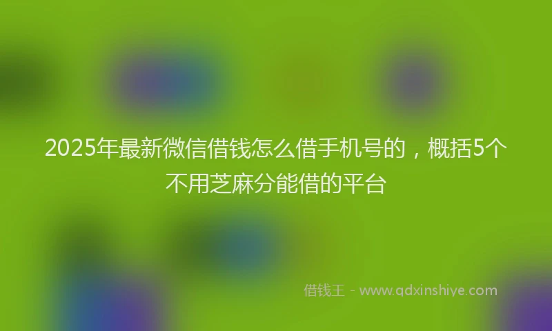 2025年最新微信借钱怎么借手机号的，概括5个不用芝麻分能借的平台