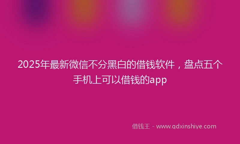 2025年最新微信不分黑白的借钱软件，盘点五个手机上可以借钱的app