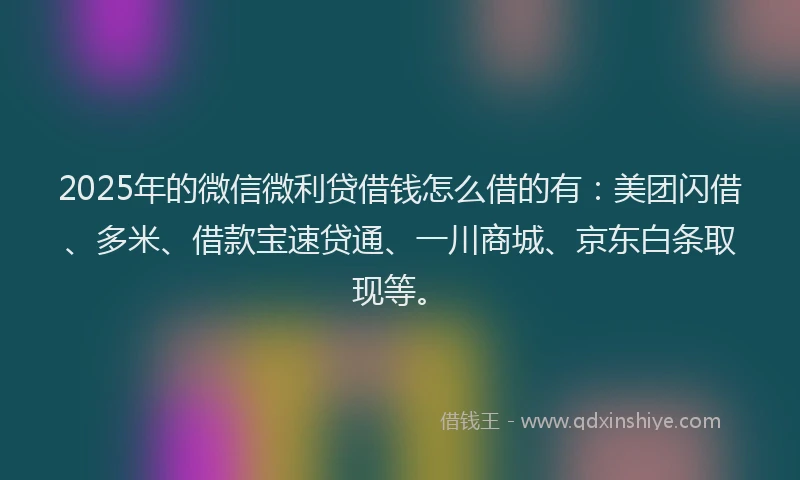 2025年的微信微利贷借钱怎么借的有：美团闪借、多米、借款宝速贷通、一川商城、京东白条取现等。