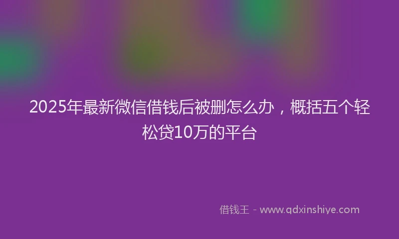 2025年最新微信借钱后被删怎么办，概括五个轻松贷10万的平台
