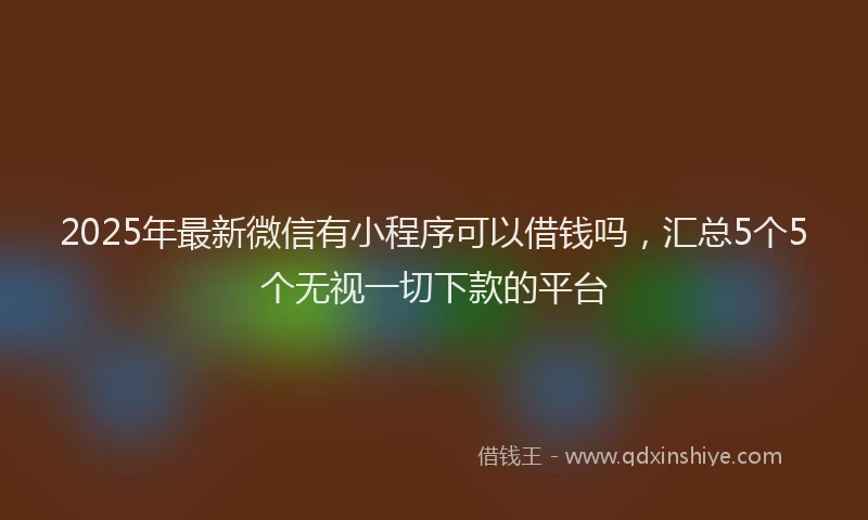 2025年最新微信有小程序可以借钱吗，汇总5个5个无视一切下款的平台