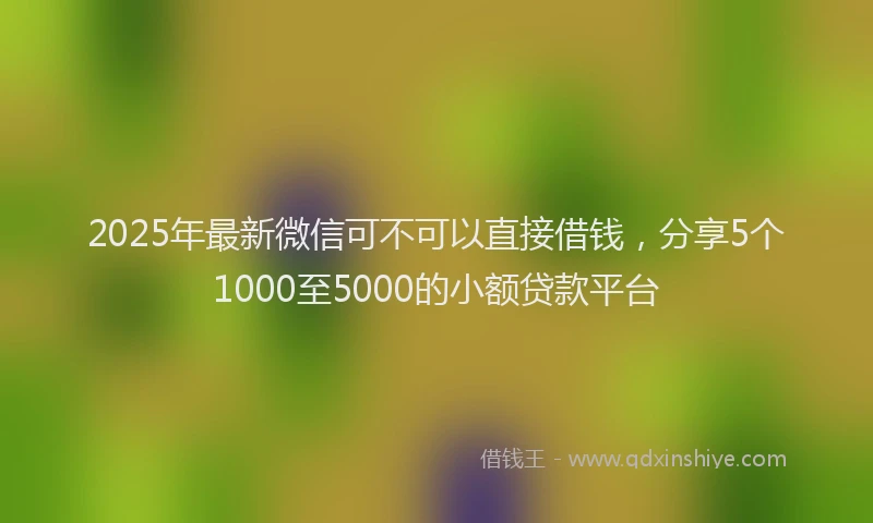 2025年最新微信可不可以直接借钱，分享5个1000至5000的小额贷款平台