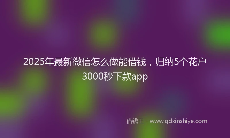 2025年最新微信怎么做能借钱，归纳5个花户3000秒下款app