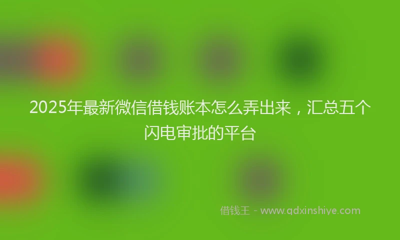 2025年最新微信借钱账本怎么弄出来，汇总五个闪电审批的平台