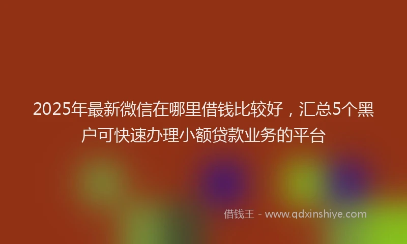 2025年最新微信在哪里借钱比较好，汇总5个黑户可快速办理小额贷款业务的平台