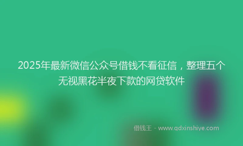2025年最新微信公众号借钱不看征信，整理五个无视黑花半夜下款的网贷软件