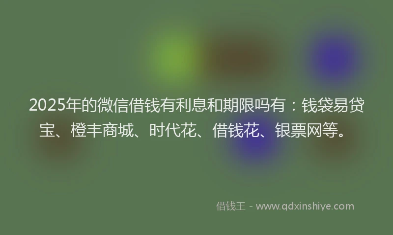 2025年的微信借钱有利息和期限吗有：钱袋易贷宝、橙丰商城、时代花、借钱花、银票网等。