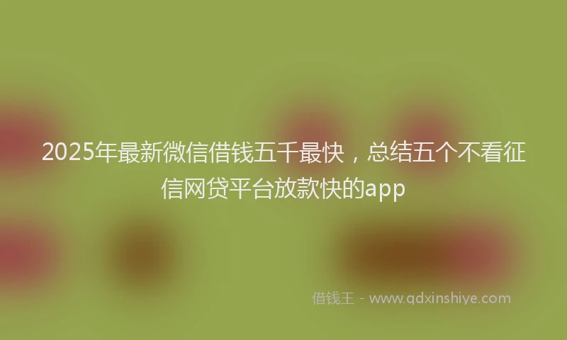 2025年最新微信借钱五千最快，总结五个不看征信网贷平台放款快的app
