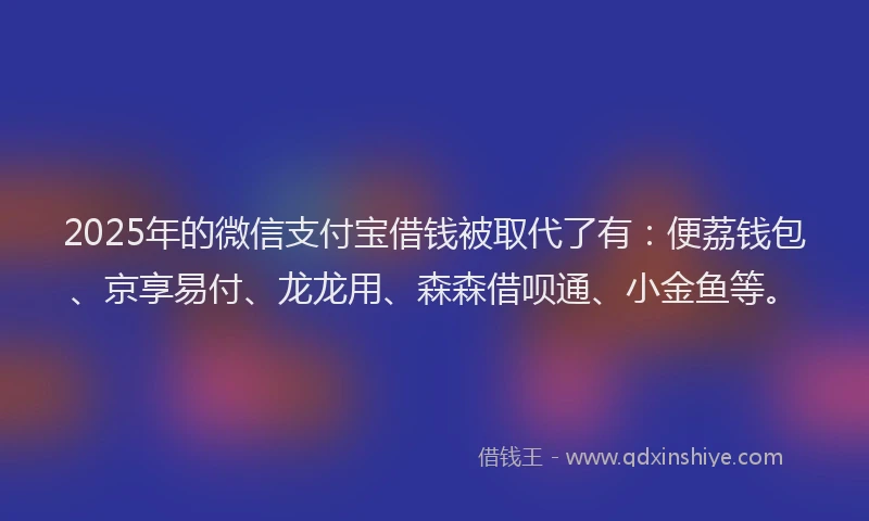 2025年的微信支付宝借钱被取代了有：便荔钱包、京享易付、龙龙用、森森借呗通、小金鱼等。