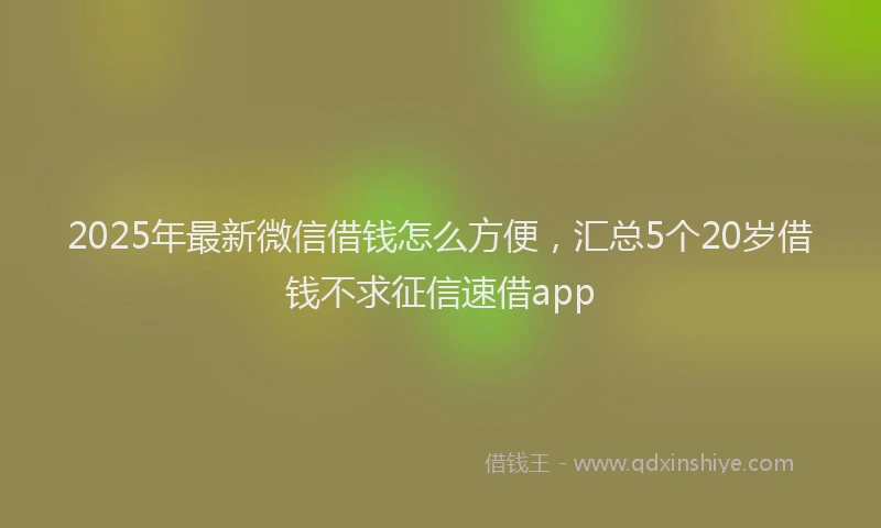 2025年最新微信借钱怎么方便，汇总5个20岁借钱不求征信速借app