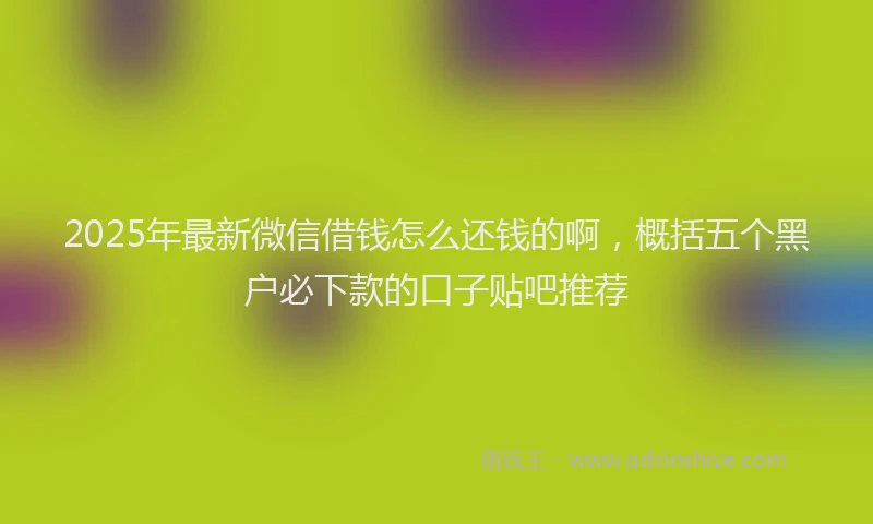 2025年最新微信借钱怎么还钱的啊，概括五个黑户必下款的口子贴吧推荐