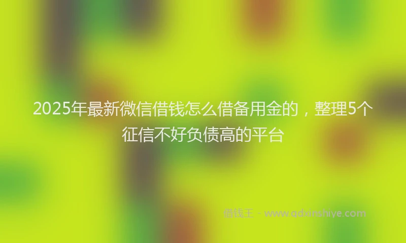 2025年最新微信借钱怎么借备用金的，整理5个征信不好负债高的平台