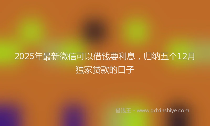 2025年最新微信可以借钱要利息，归纳五个12月独家贷款的口子