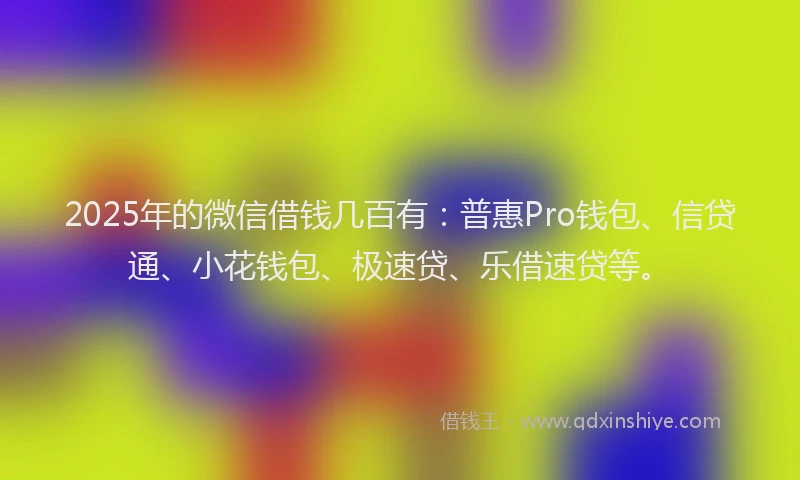 2025年的微信借钱几百有：普惠Pro钱包、信贷通、小花钱包、极速贷、乐借速贷等。