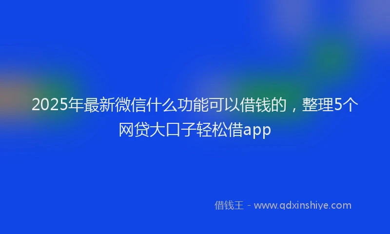 2025年最新微信什么功能可以借钱的，整理5个网贷大口子轻松借app