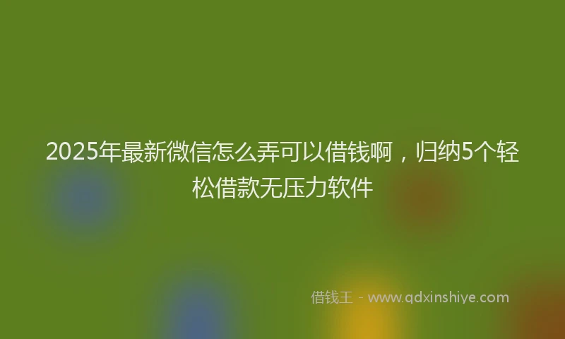 2025年最新微信怎么弄可以借钱啊，归纳5个轻松借款无压力软件