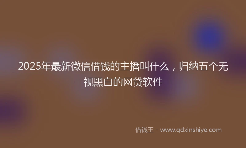 2025年最新微信借钱的主播叫什么，归纳五个无视黑白的网贷软件