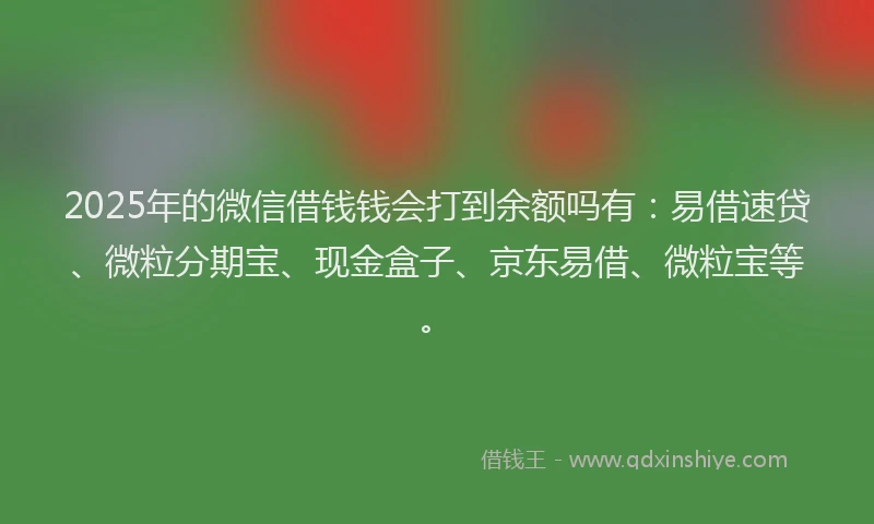 2025年的微信借钱钱会打到余额吗有：易借速贷、微粒分期宝、现金盒子、京东易借、微粒宝等。