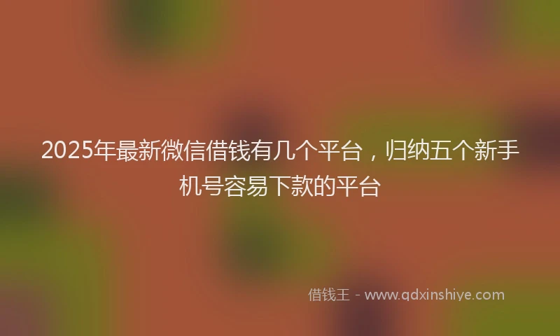 2025年最新微信借钱有几个平台，归纳五个新手机号容易下款的平台