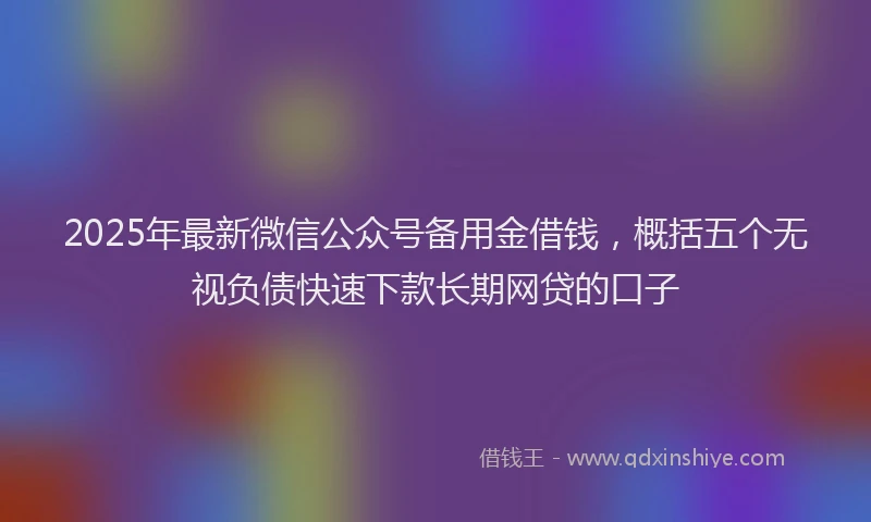2025年最新微信公众号备用金借钱，概括五个无视负债快速下款长期网贷的口子