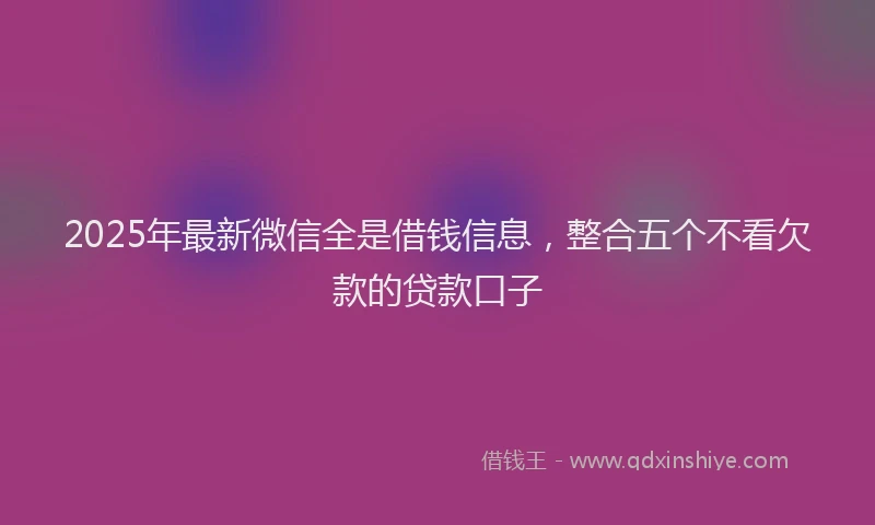 2025年最新微信全是借钱信息，整合五个不看欠款的贷款口子