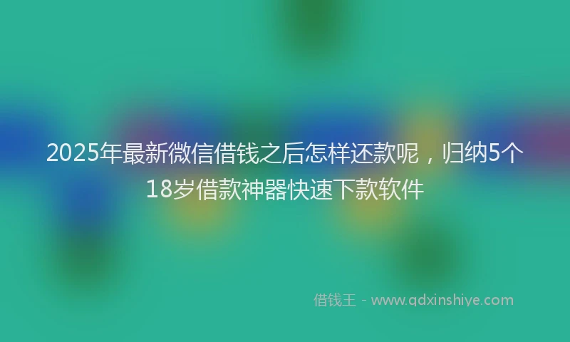 2025年最新微信借钱之后怎样还款呢，归纳5个18岁借款神器快速下款软件