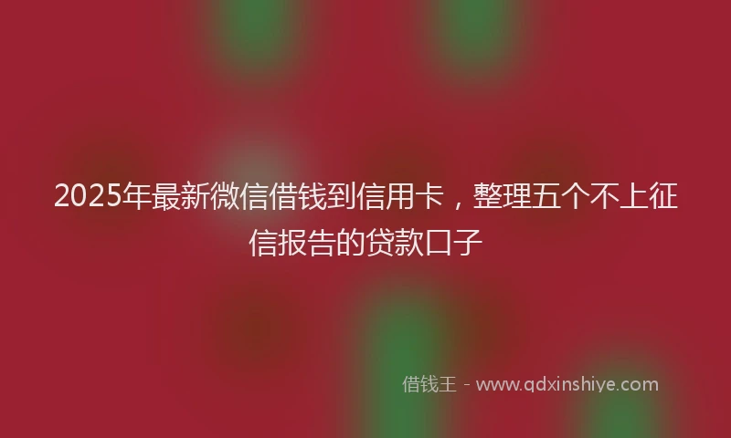 2025年最新微信借钱到信用卡，整理五个不上征信报告的贷款口子