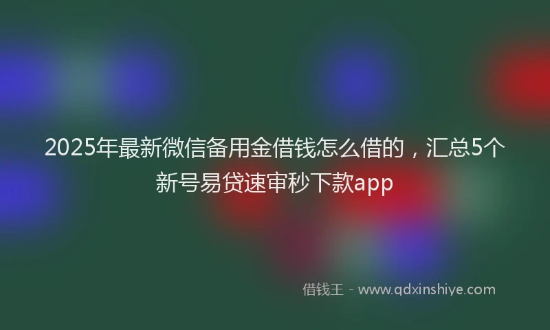2025年最新微信备用金借钱怎么借的，汇总5个新号易贷速审秒下款app