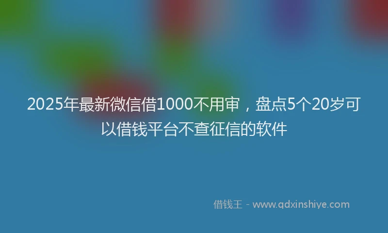 2025年最新微信借1000不用审，盘点5个20岁可以借钱平台不查征信的软件