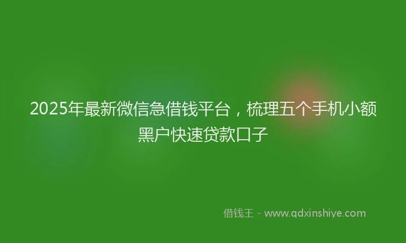 2025年最新微信急借钱平台，梳理五个手机小额黑户快速贷款口子