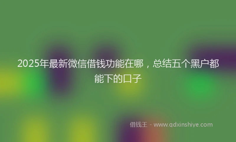 2025年最新微信借钱功能在哪，总结五个黑户都能下的口子