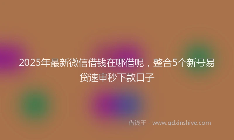 2025年最新微信借钱在哪借呢，整合5个新号易贷速审秒下款口子