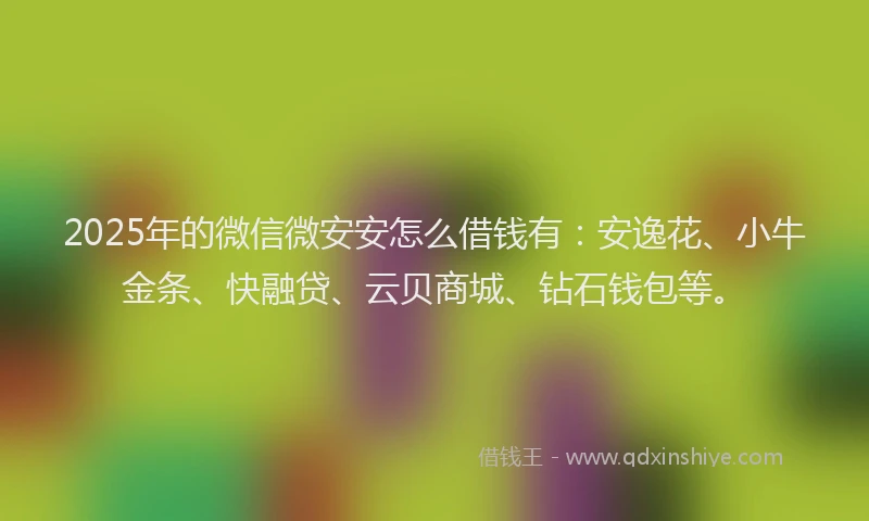 2025年的微信微安安怎么借钱有：安逸花、小牛金条、快融贷、云贝商城、钻石钱包等。
