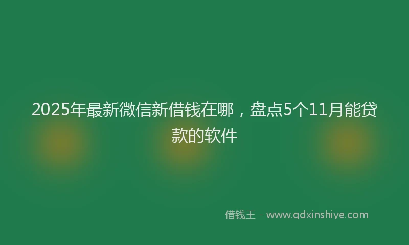 2025年最新微信新借钱在哪，盘点5个11月能贷款的软件