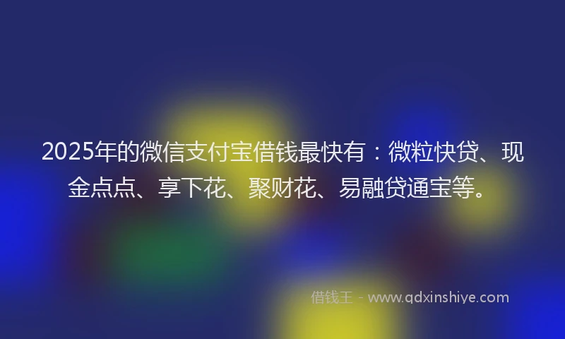 2025年的微信支付宝借钱最快有：微粒快贷、现金点点、享下花、聚财花、易融贷通宝等。