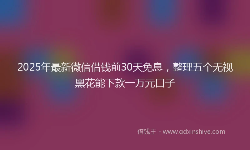 2025年最新微信借钱前30天免息，整理五个无视黑花能下款一万元口子