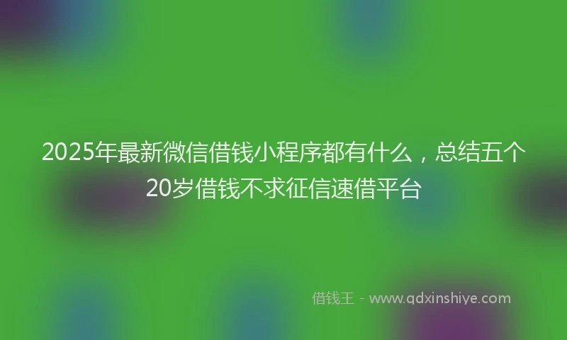 2025年最新微信借钱小程序都有什么，总结五个20岁借钱不求征信速借平台
