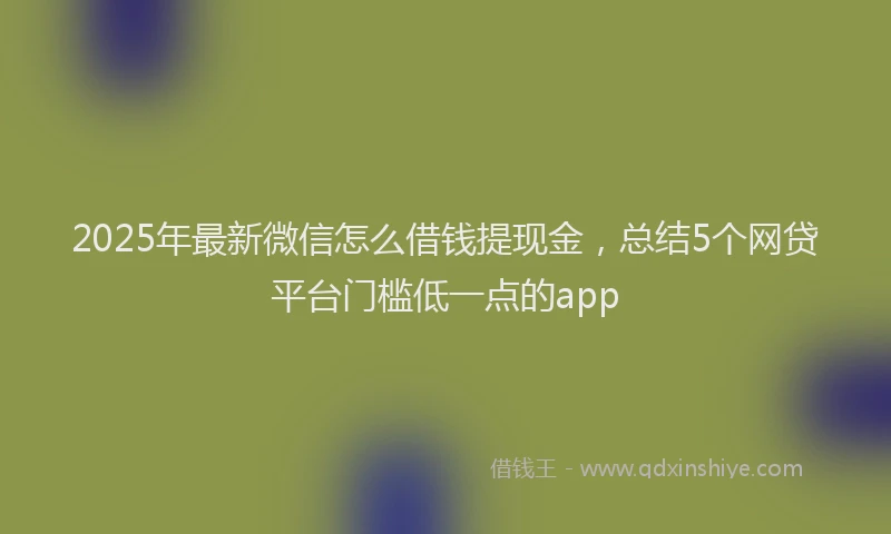 2025年最新微信怎么借钱提现金，总结5个网贷平台门槛低一点的app