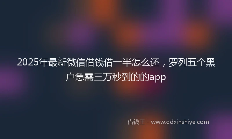 2025年最新微信借钱借一半怎么还，罗列五个黑户急需三万秒到的的app