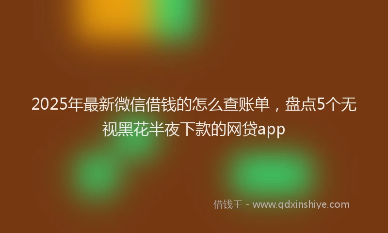 2025年最新微信借钱的怎么查账单，盘点5个无视黑花半夜下款的网贷app