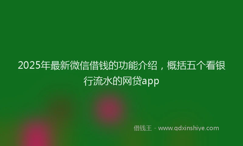 2025年最新微信借钱的功能介绍，概括五个看银行流水的网贷app