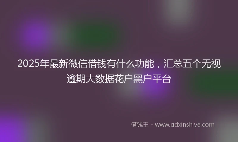 2025年最新微信借钱有什么功能，汇总五个无视逾期大数据花户黑户平台