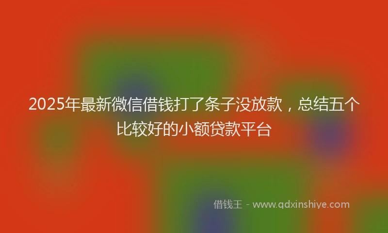 2025年最新微信借钱打了条子没放款，总结五个比较好的小额贷款平台
