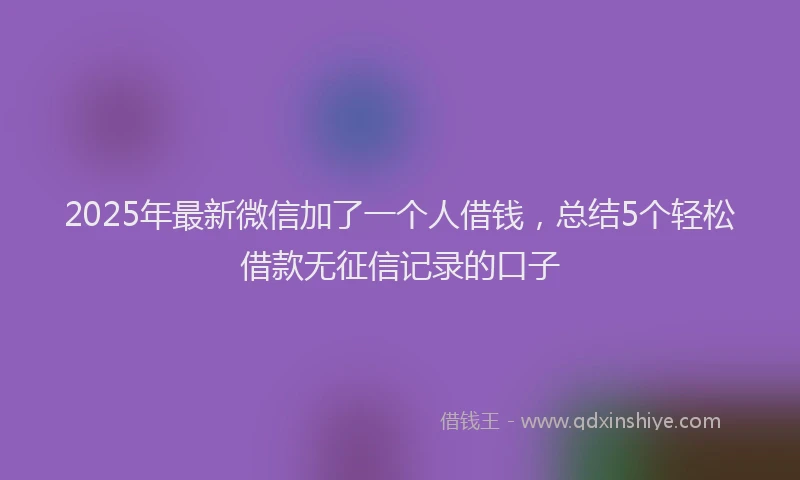 2025年最新微信加了一个人借钱，总结5个轻松借款无征信记录的口子