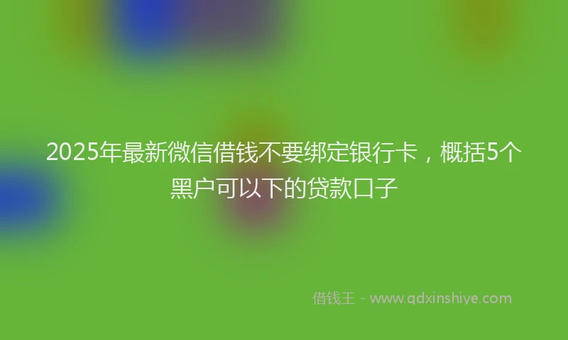 2025年最新微信借钱不要绑定银行卡，概括5个黑户可以下的贷款口子