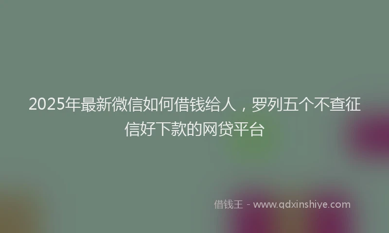 2025年最新微信如何借钱给人，罗列五个不查征信好下款的网贷平台
